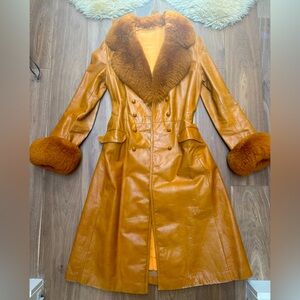 COPY - Vintage 70’s “Almost Famous” coat- leather with fur trim on cuffs and co…